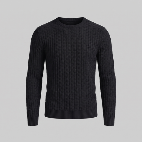 Men's Basketweave Knit Crew Sweater