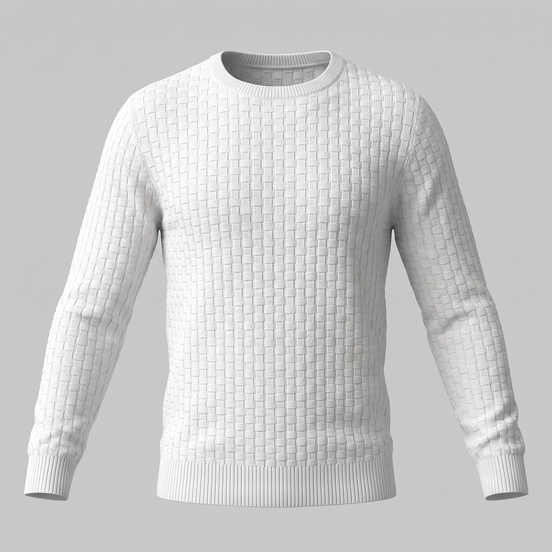Men's Basketweave Knit Crew Sweater
