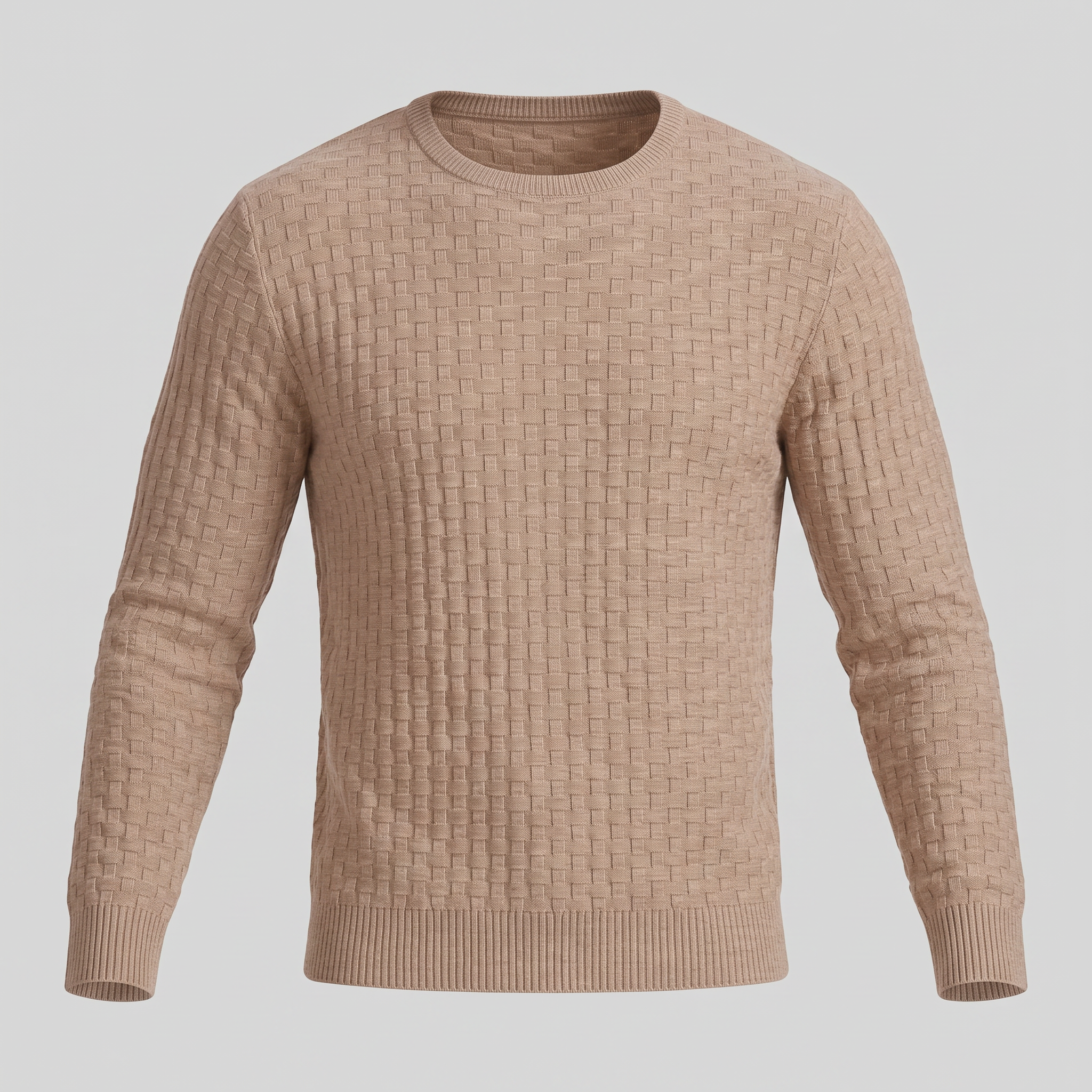Men's Basketweave Knit Crew Sweater