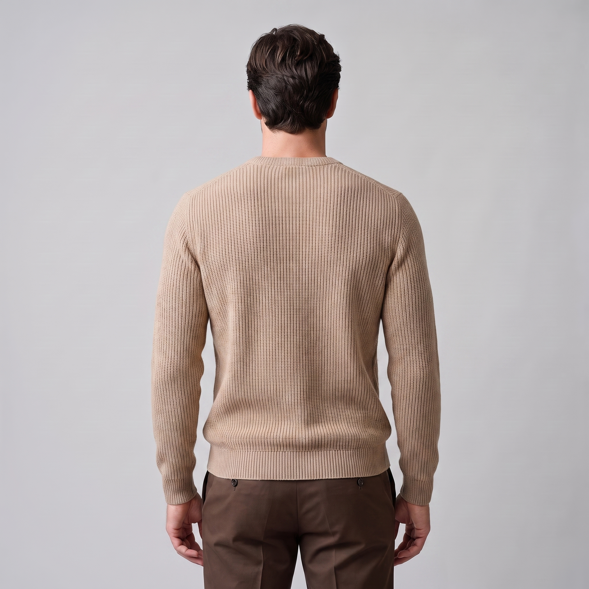 Men's Basketweave Knit Crew Sweater