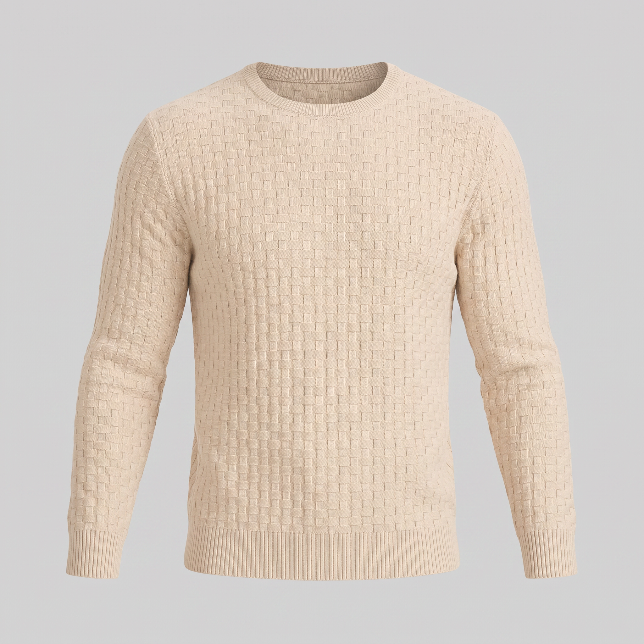Men's Basketweave Knit Crew Sweater