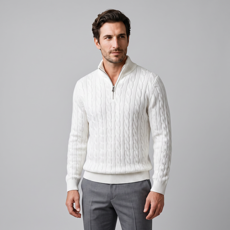 Men's Cable Knit Half-Zip Sweater