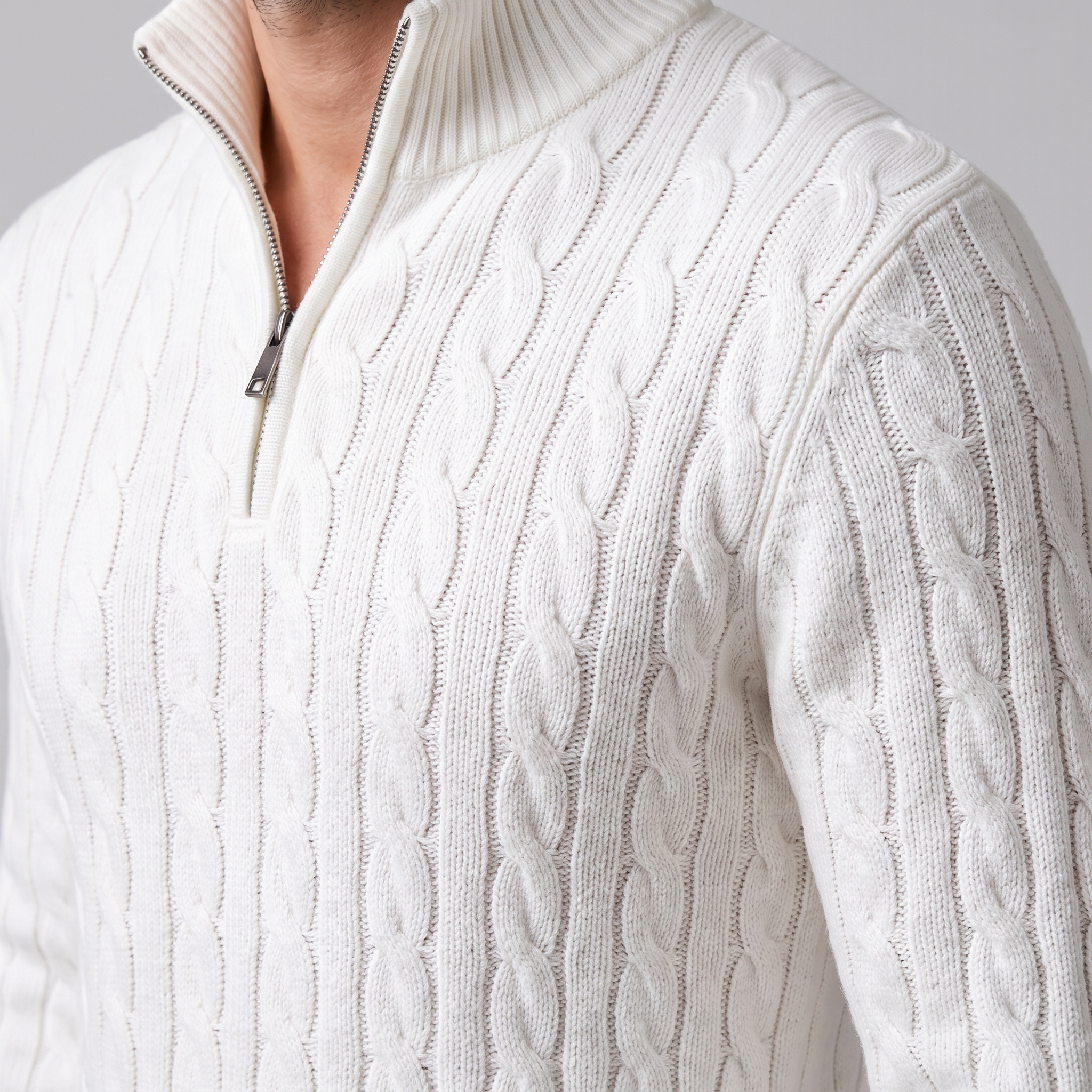 Men's Cable Knit Half-Zip Sweater