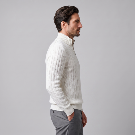 Men's Cable Knit Half-Zip Sweater