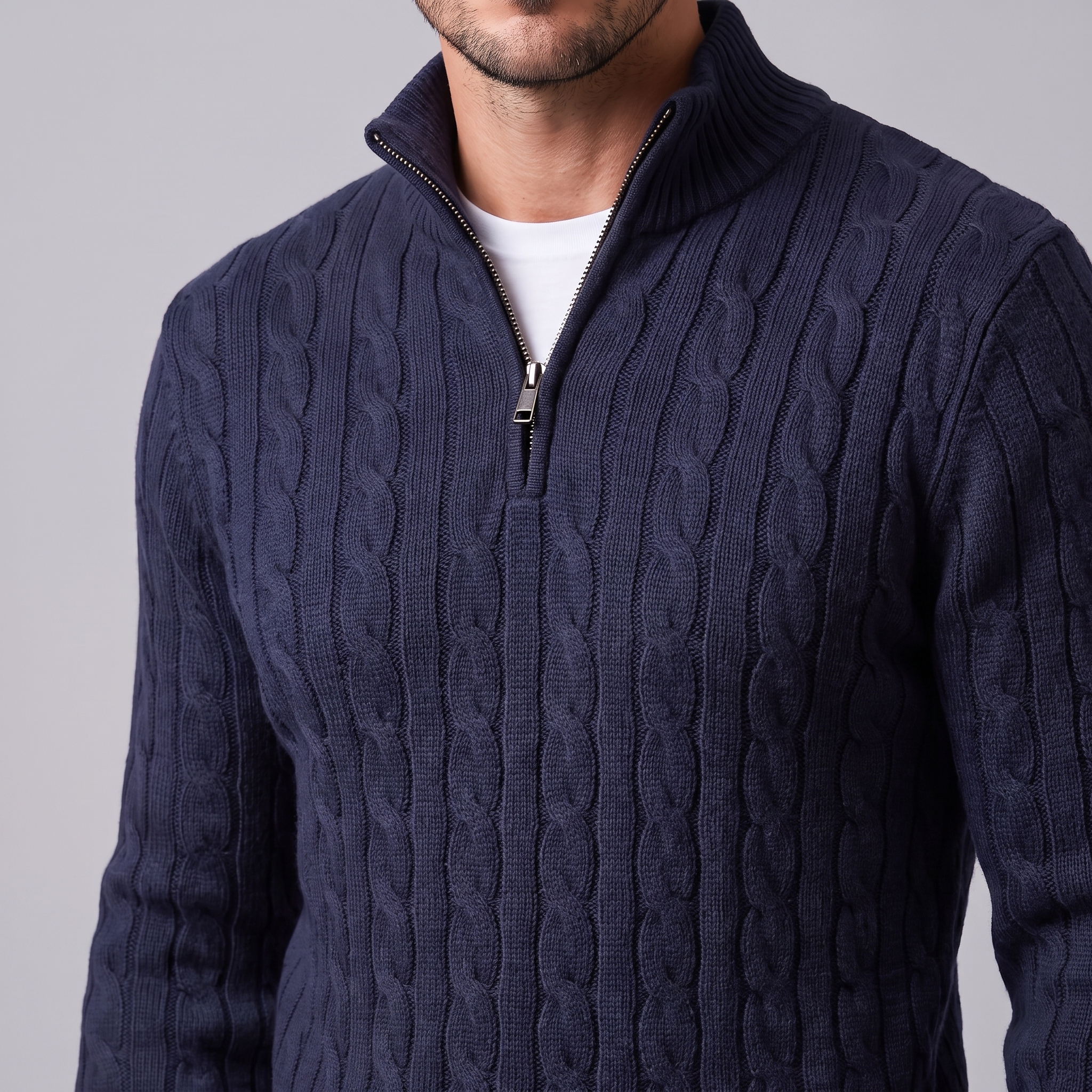 Men's Cable Knit Half-Zip Sweater