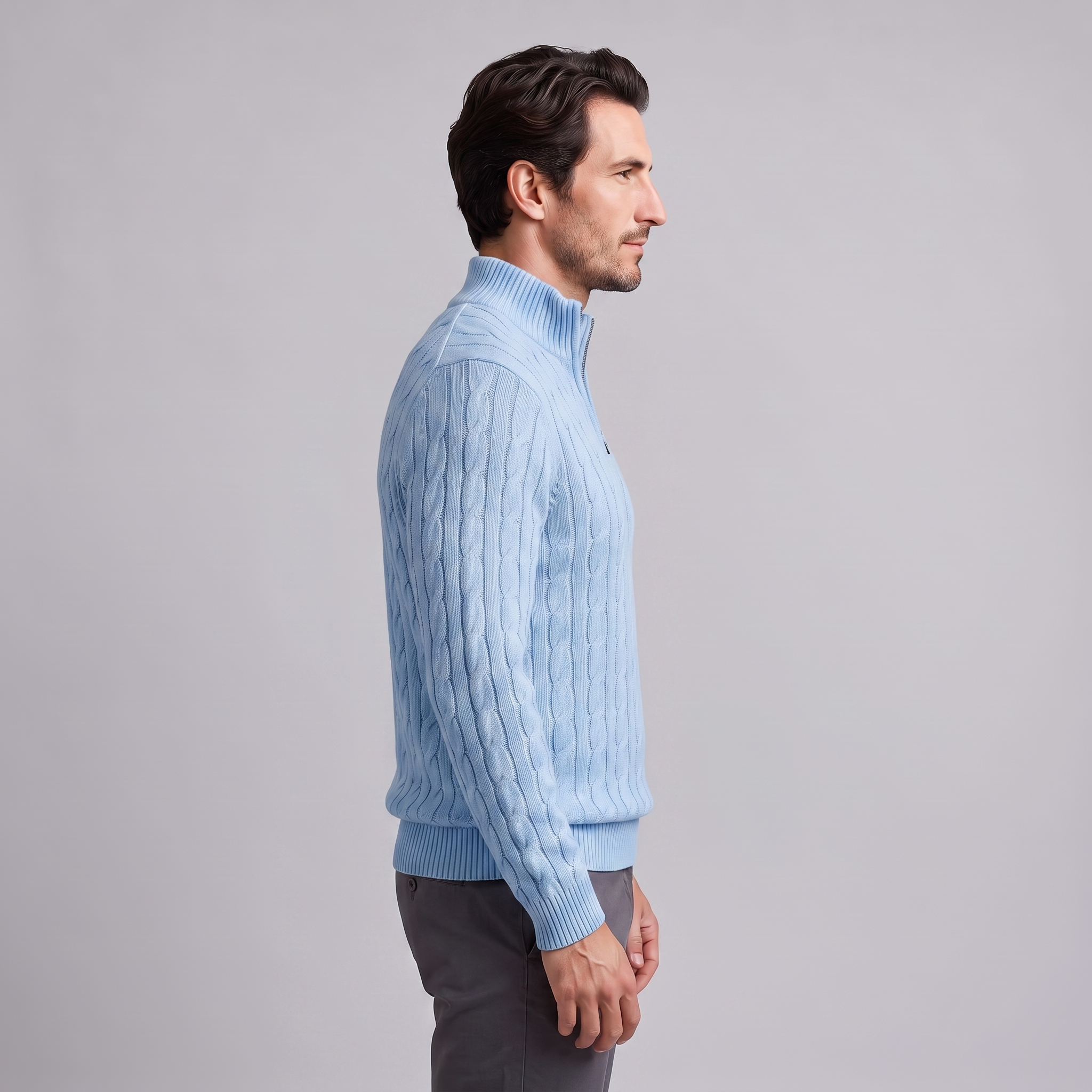 Men's Cable Knit Half-Zip Sweater