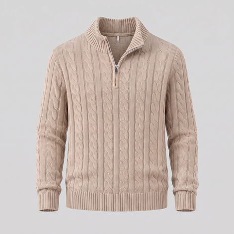 Men's Cable Knit Half-Zip Sweater