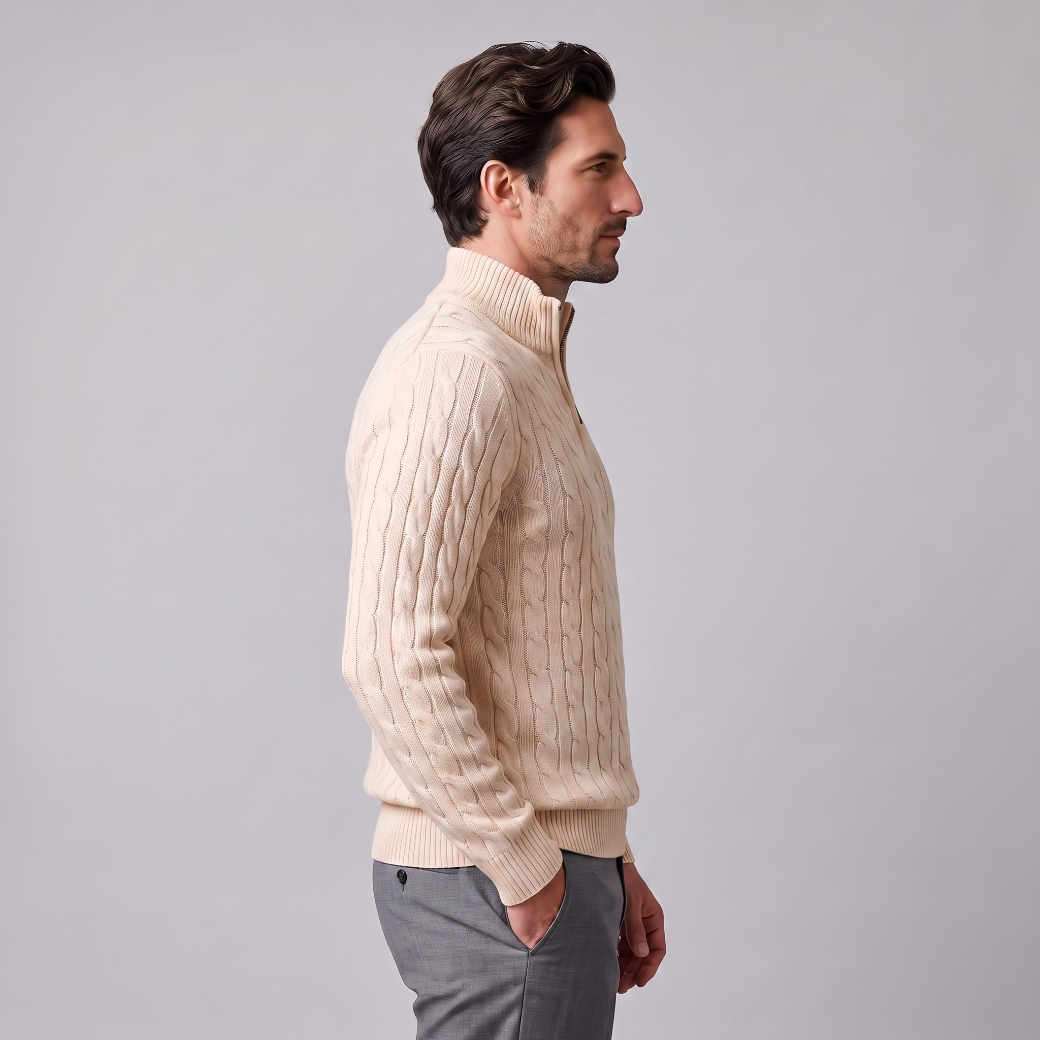 Men's Cable Knit Half-Zip Sweater