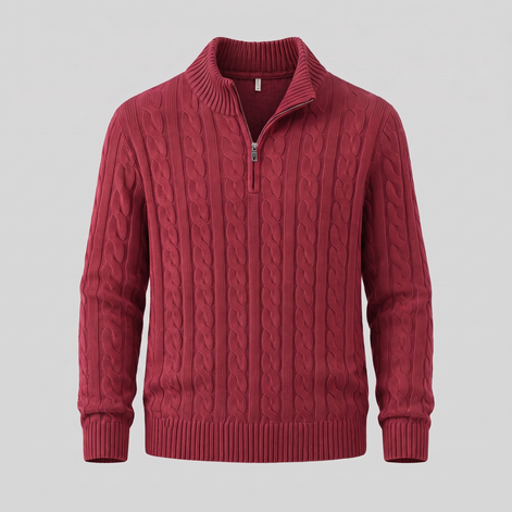 Men's Cable Knit Half-Zip Sweater