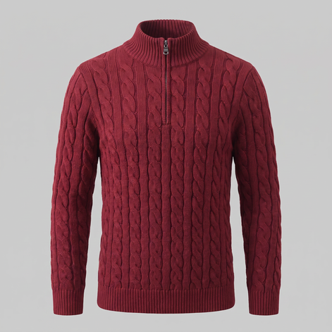 Men's Cable Knit Half-Zip Sweater