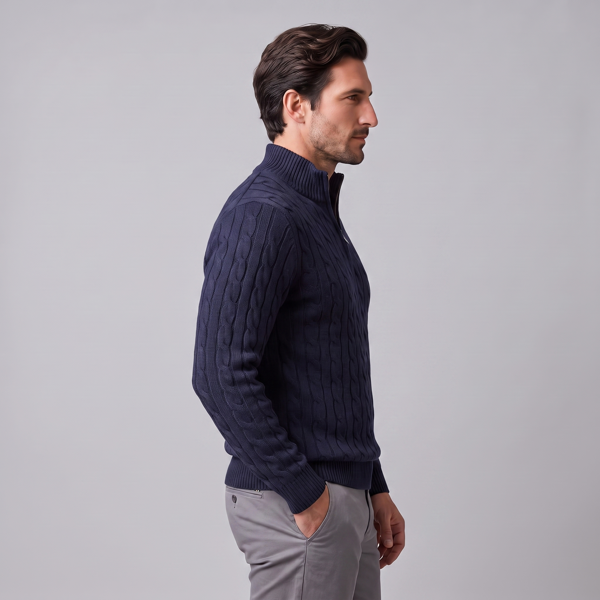 Men's Cable Knit Half-Zip Sweater