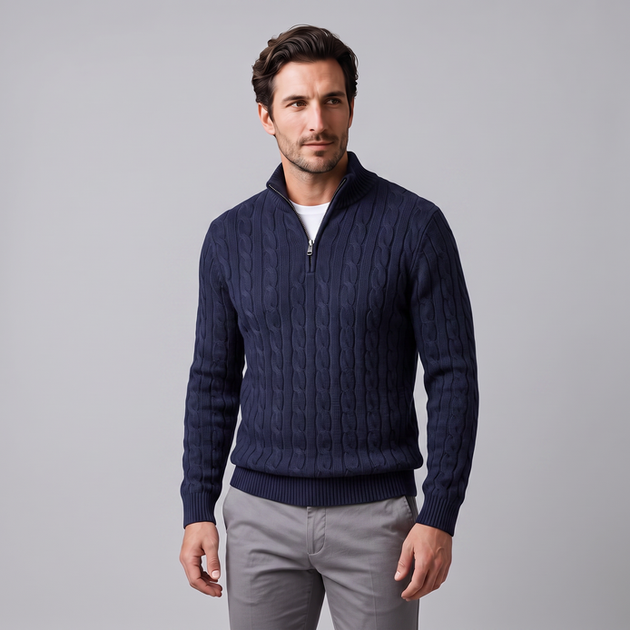 Men's Cable Knit Half-Zip Sweater