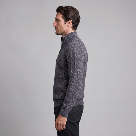 Men's Cable Knit Quarter-Zip Sweater