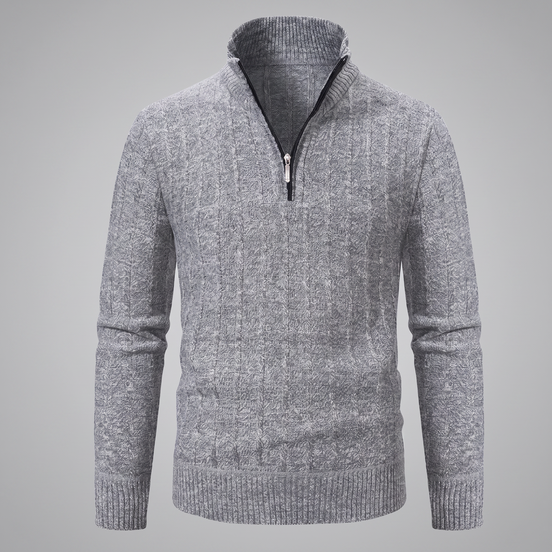 Men's Cable Knit Quarter-Zip Sweater