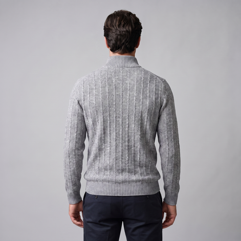 Men's Cable Knit Quarter-Zip Sweater
