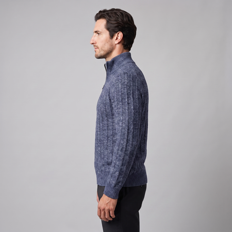 Men's Cable Knit Quarter-Zip Sweater