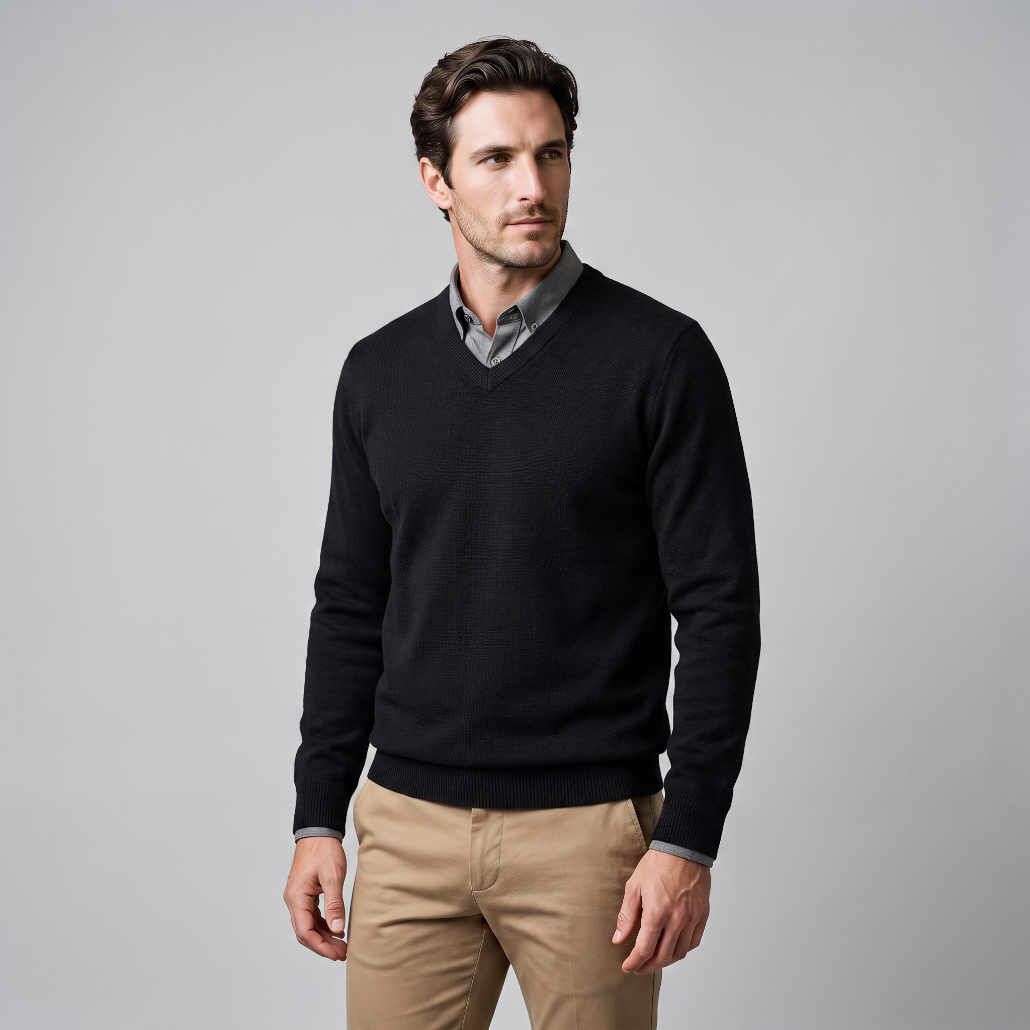 Men's Casual V-Neck Knit Sweater