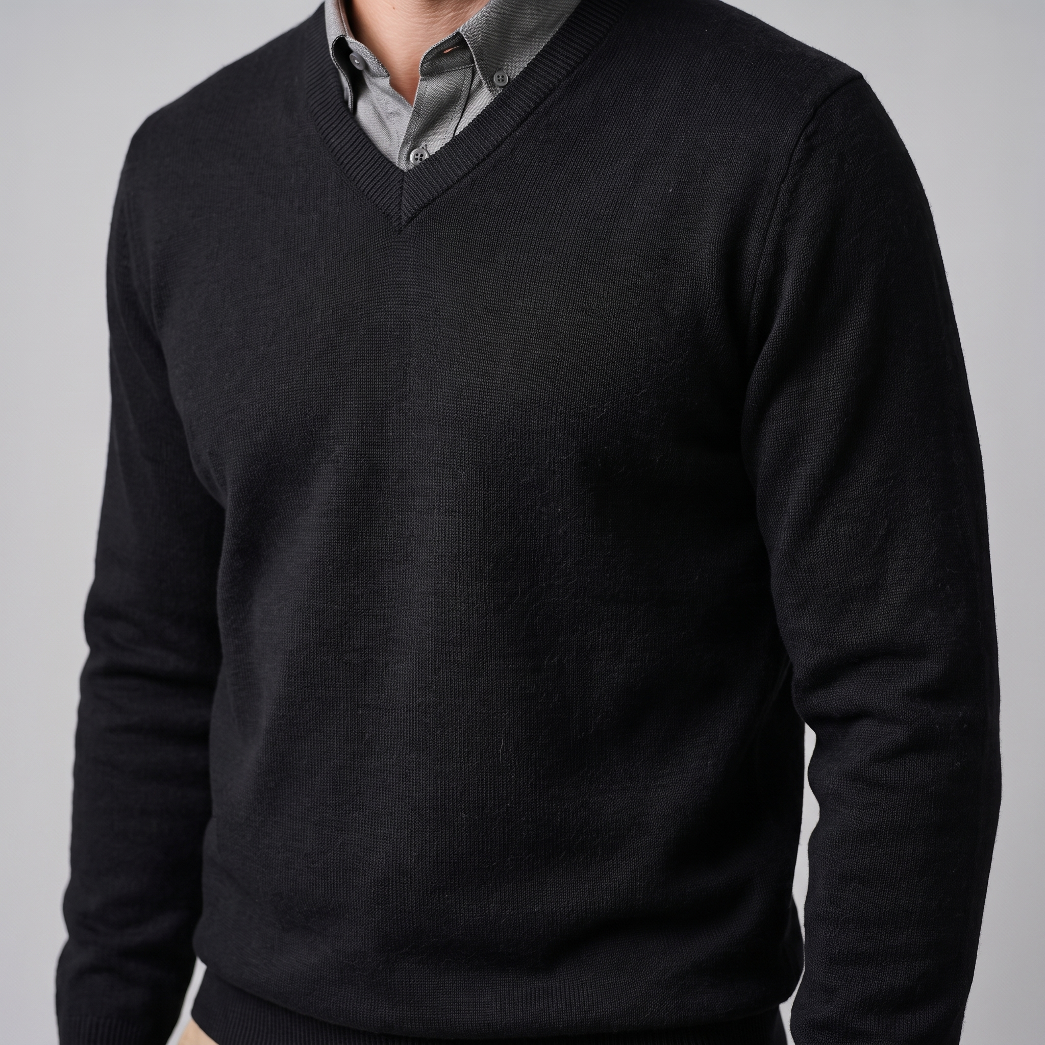 Men's Casual V-Neck Knit Sweater