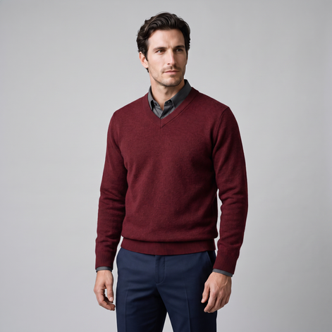 Men's Casual V-Neck Knit Sweater