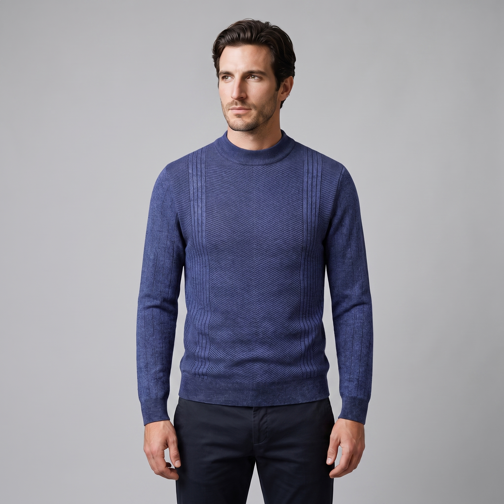 Men's Chevron Ribbed Crew Neck Sweater