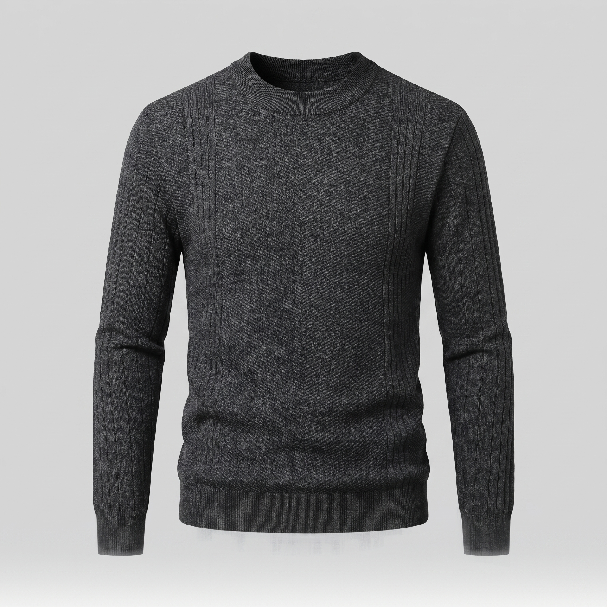 Men's Chevron Ribbed Crew Neck Sweater