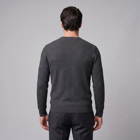 Men's Chevron Ribbed Crew Neck Sweater