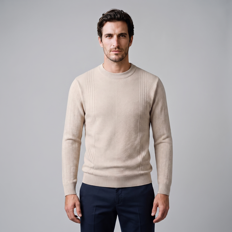 Men's Chevron Ribbed Crew Neck Sweater