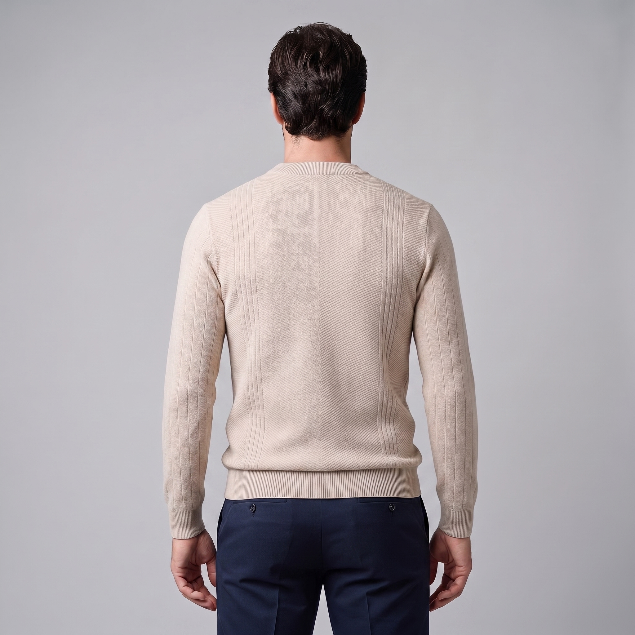 Men's Chevron Ribbed Crew Neck Sweater