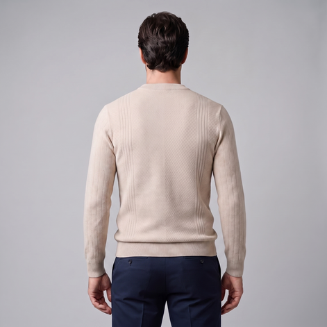 Men's Chevron Ribbed Crew Neck Sweater