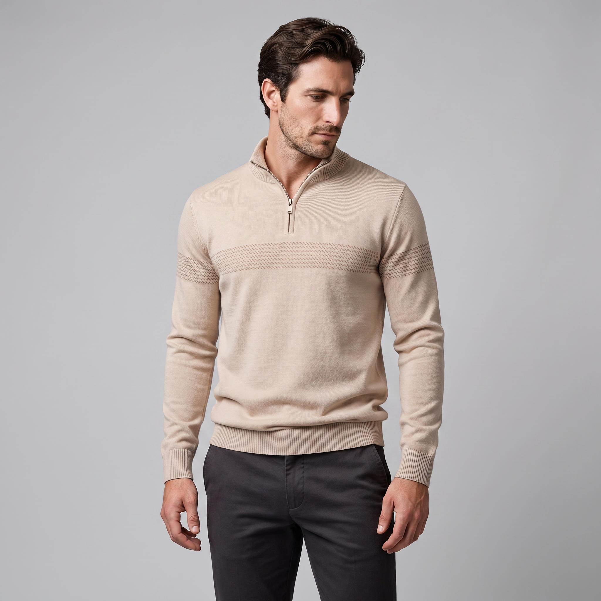 Men's Chevron Stripe Quarter-Zip Sweater