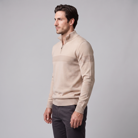 Men's Chevron Stripe Quarter-Zip Sweater