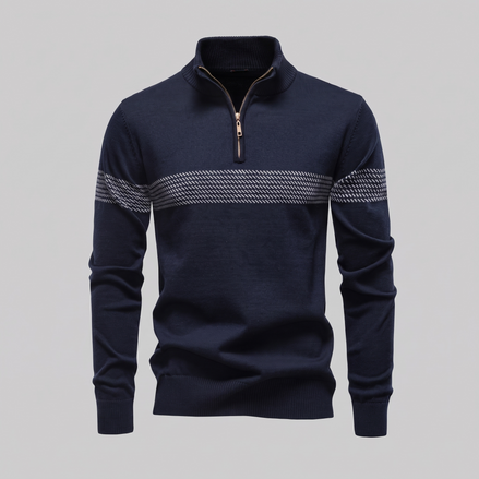 Men's Chevron Stripe Quarter-Zip Sweater