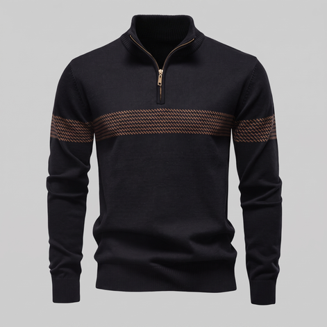 Men's Chevron Stripe Quarter-Zip Sweater