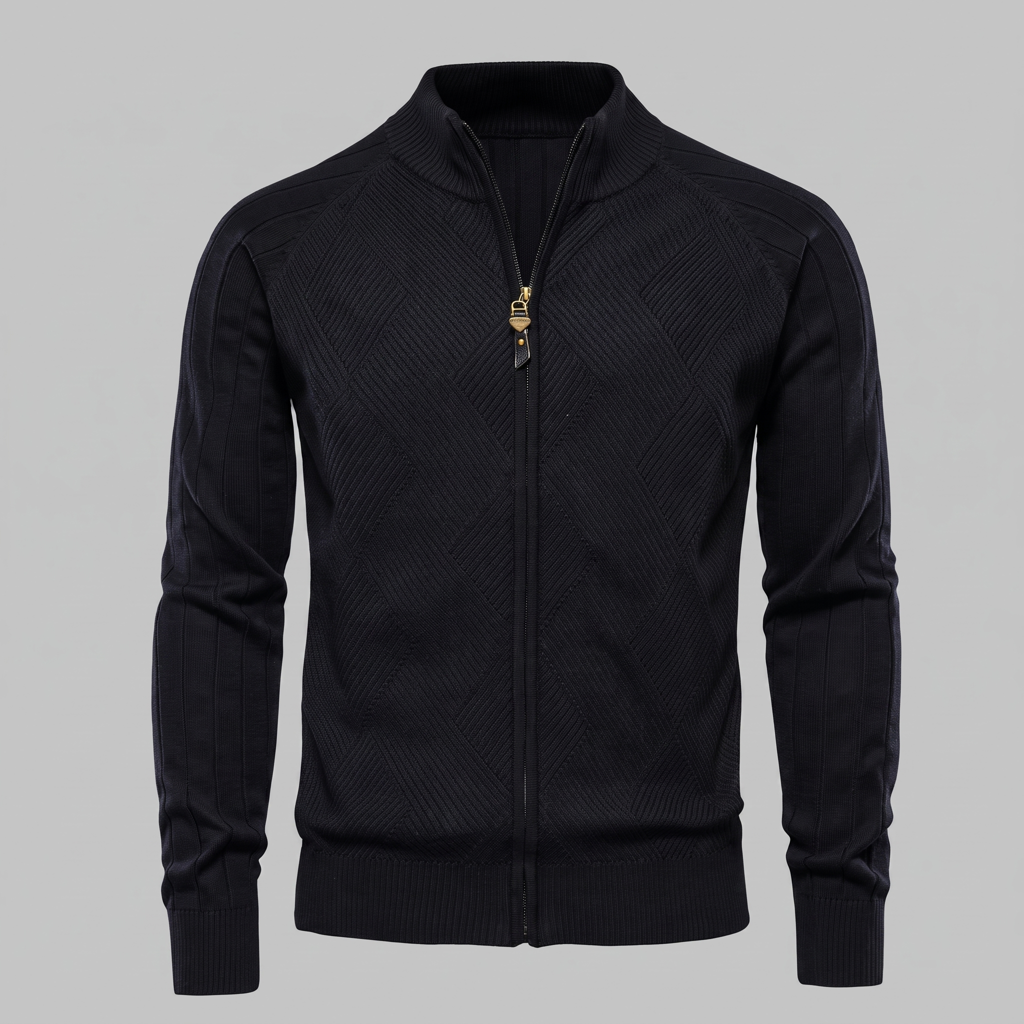 Men's Diamond Knit Full-Zip Cardigan