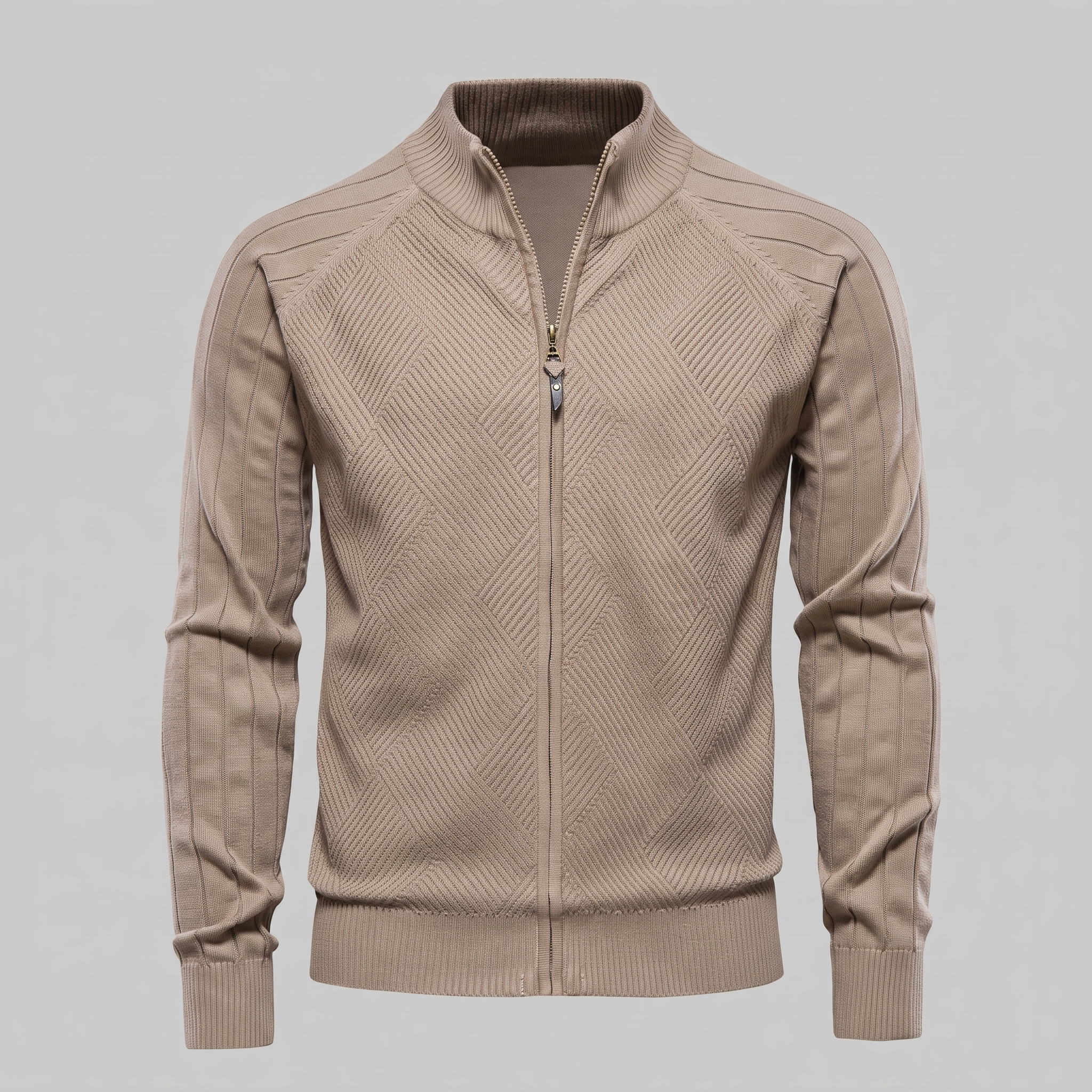 Men's Diamond Knit Full-Zip Cardigan