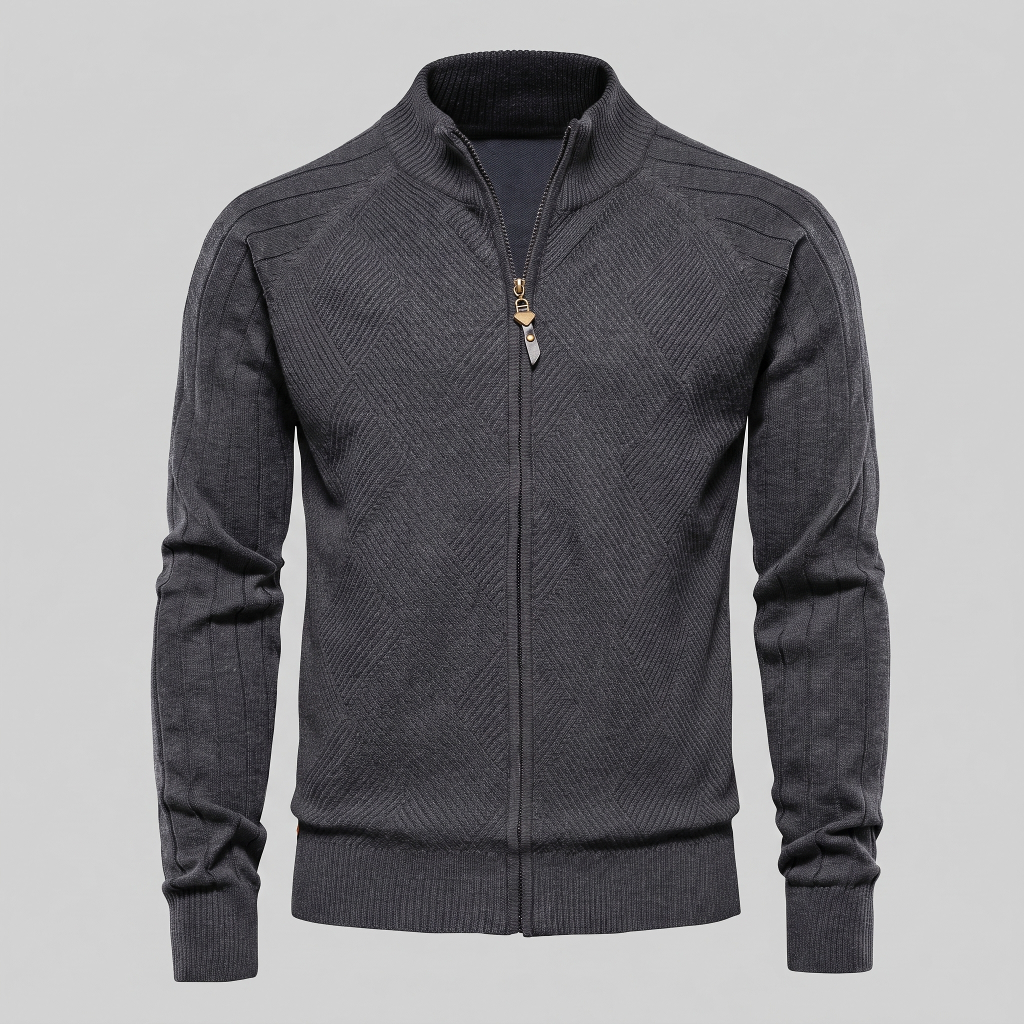 Men's Diamond Knit Full-Zip Cardigan