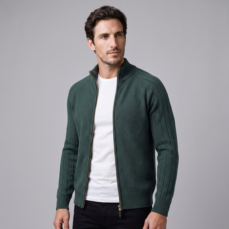 Men's Diamond Knit Full-Zip Cardigan