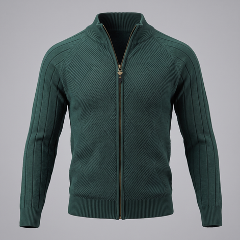 Men's Diamond Knit Full-Zip Cardigan