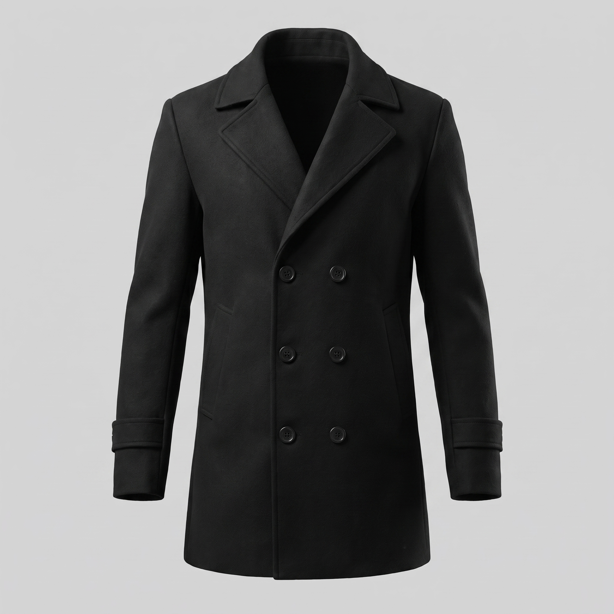 Men's Double-Breasted Wool-Look Coat