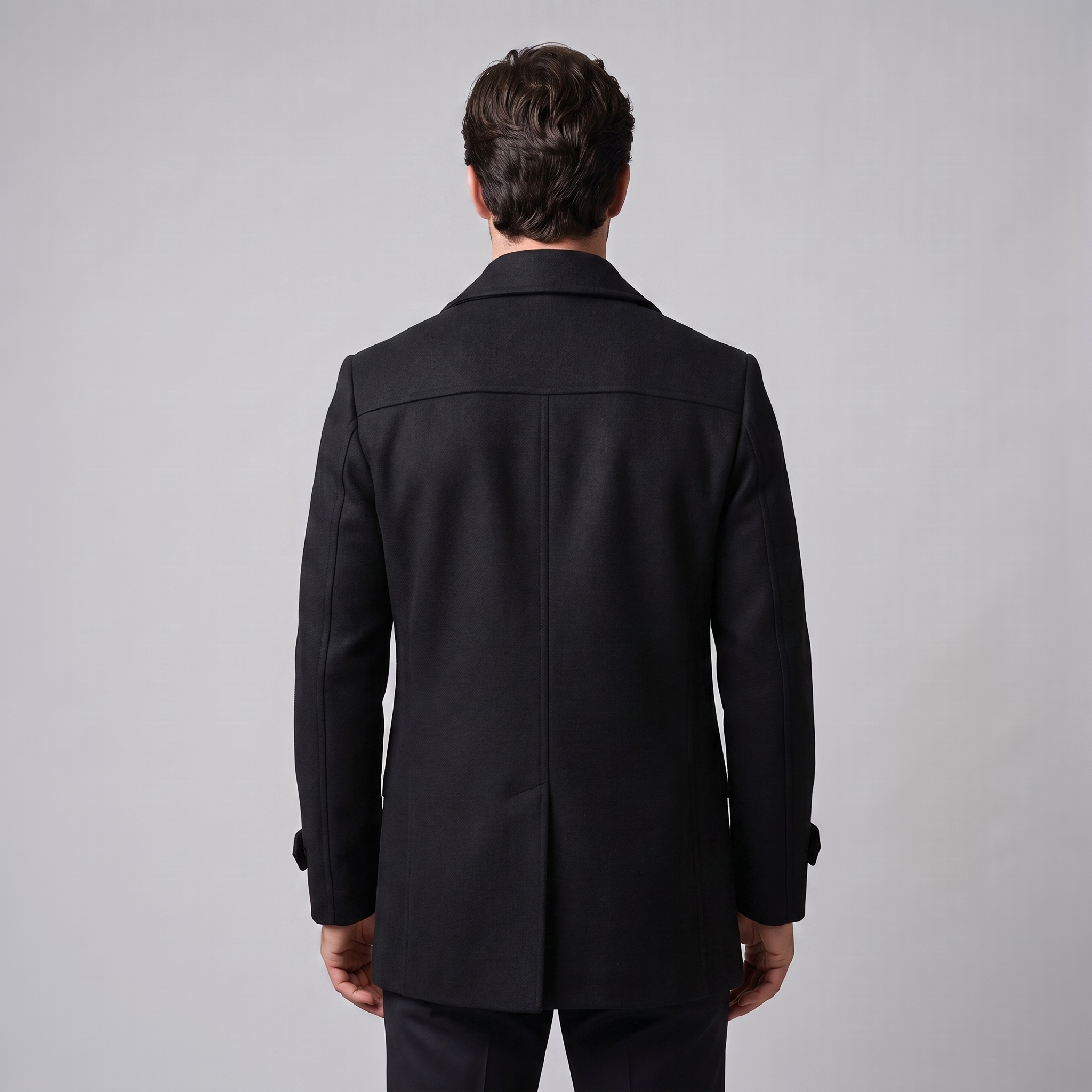 Men's Double-Breasted Wool-Look Coat