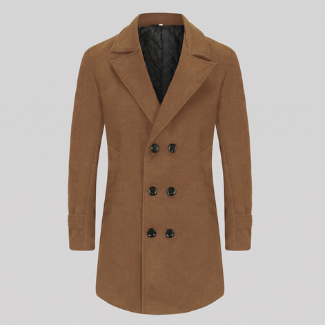 Men's Double-Breasted Wool-Look Coat