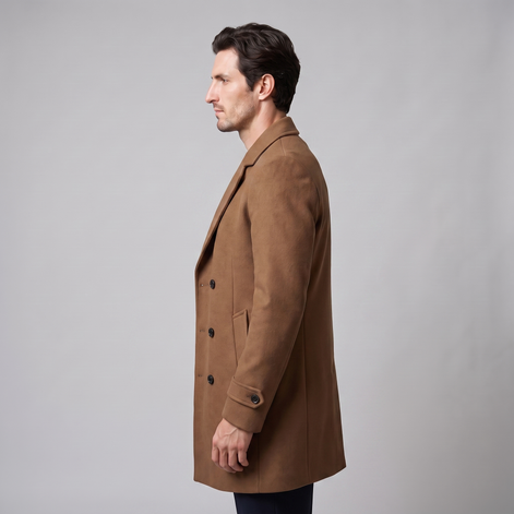 Men's Double-Breasted Wool-Look Coat