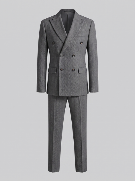 Men's Herringbone Double-Breasted Suit Set
