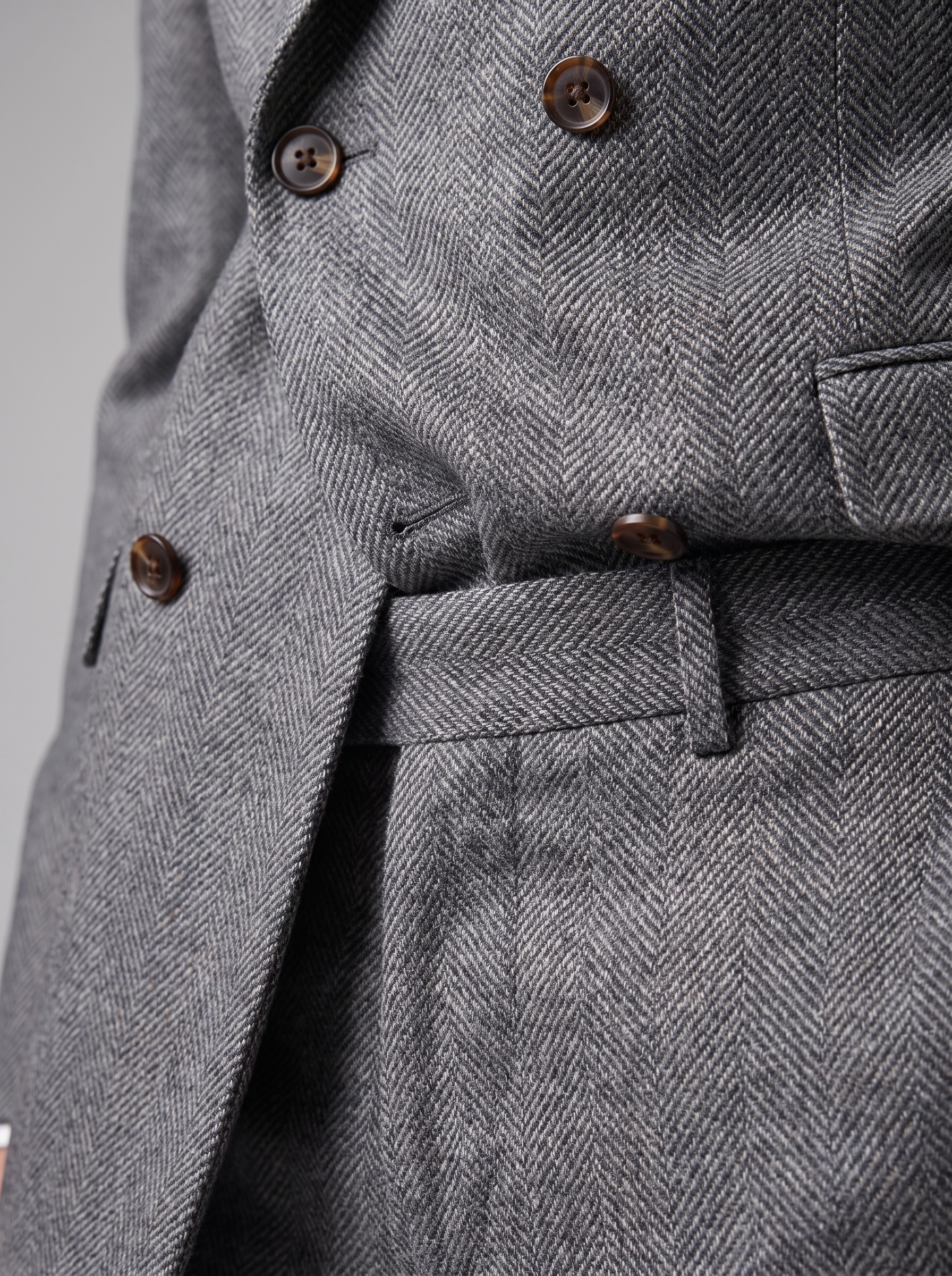 Men's Herringbone Double-Breasted Suit Set