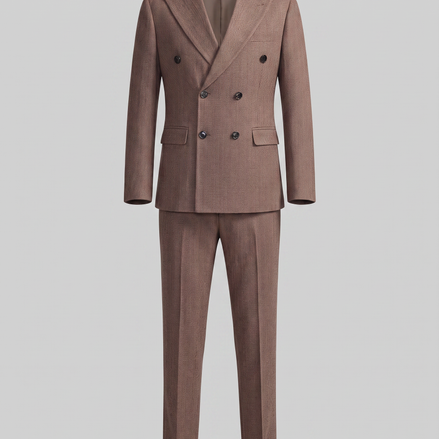 Men's Herringbone Double-Breasted Suit Set