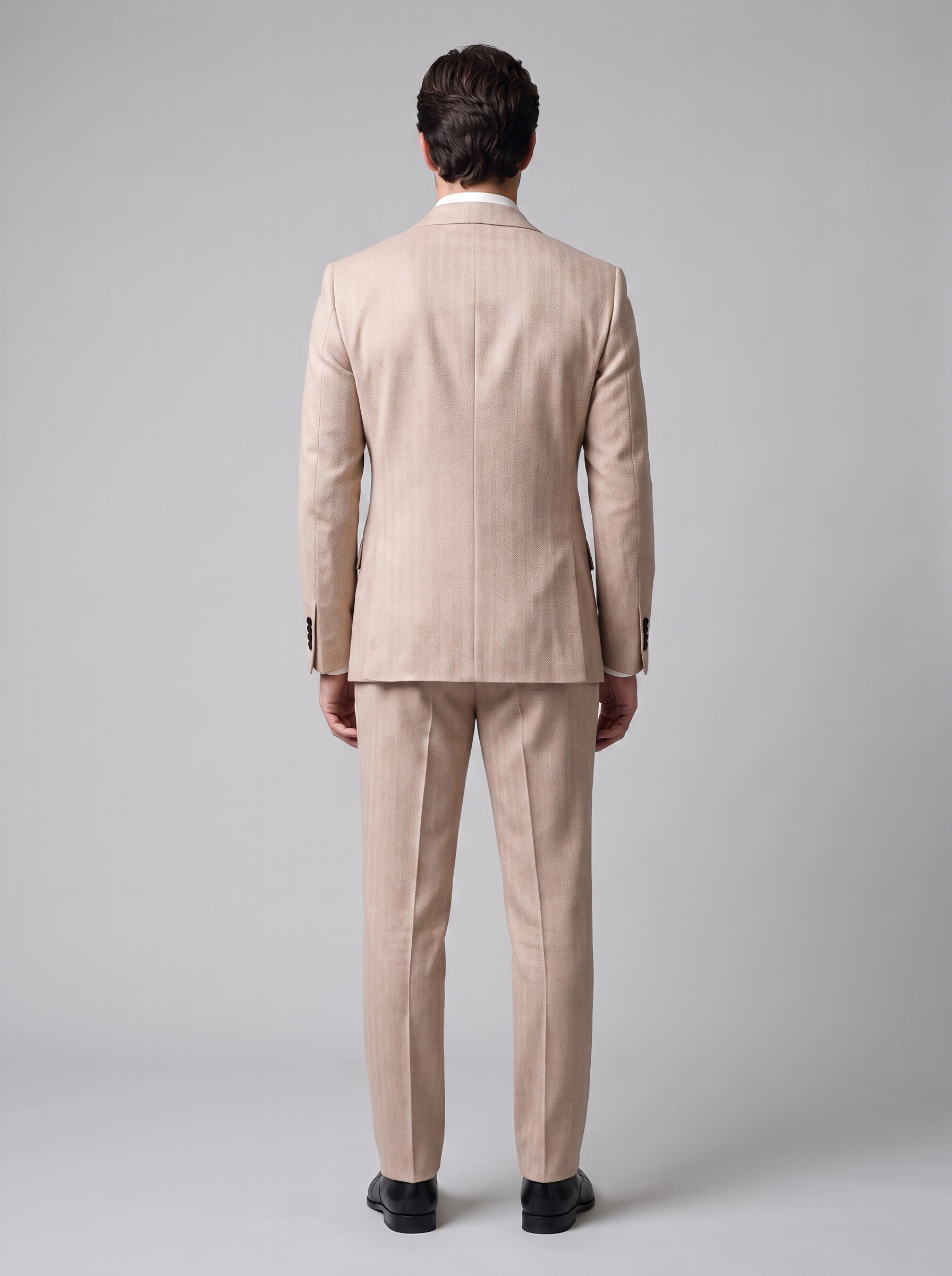 Men's Herringbone Double-Breasted Suit Set