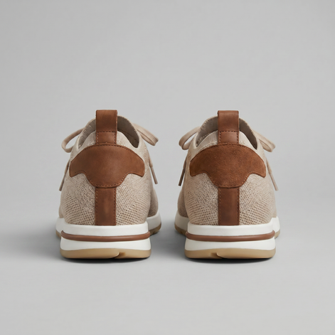Men's Knit Leather Lace-Up Trainers