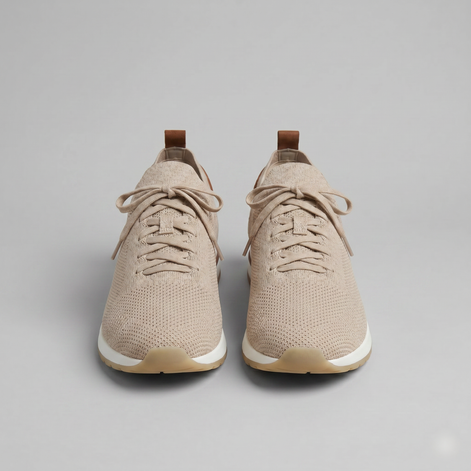 Men's Knit Leather Lace-Up Trainers