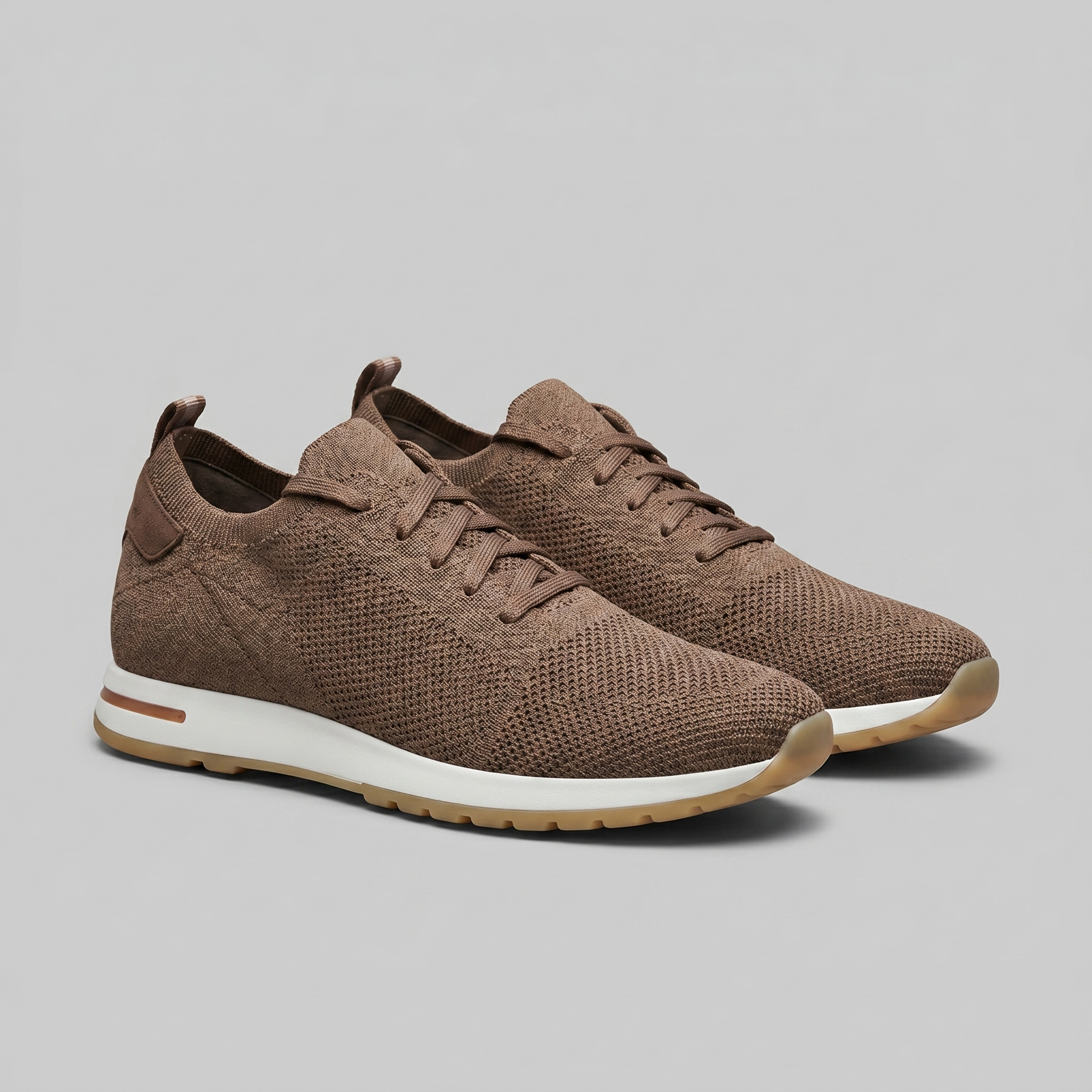 Men's Knit Leather Lace-Up Trainers