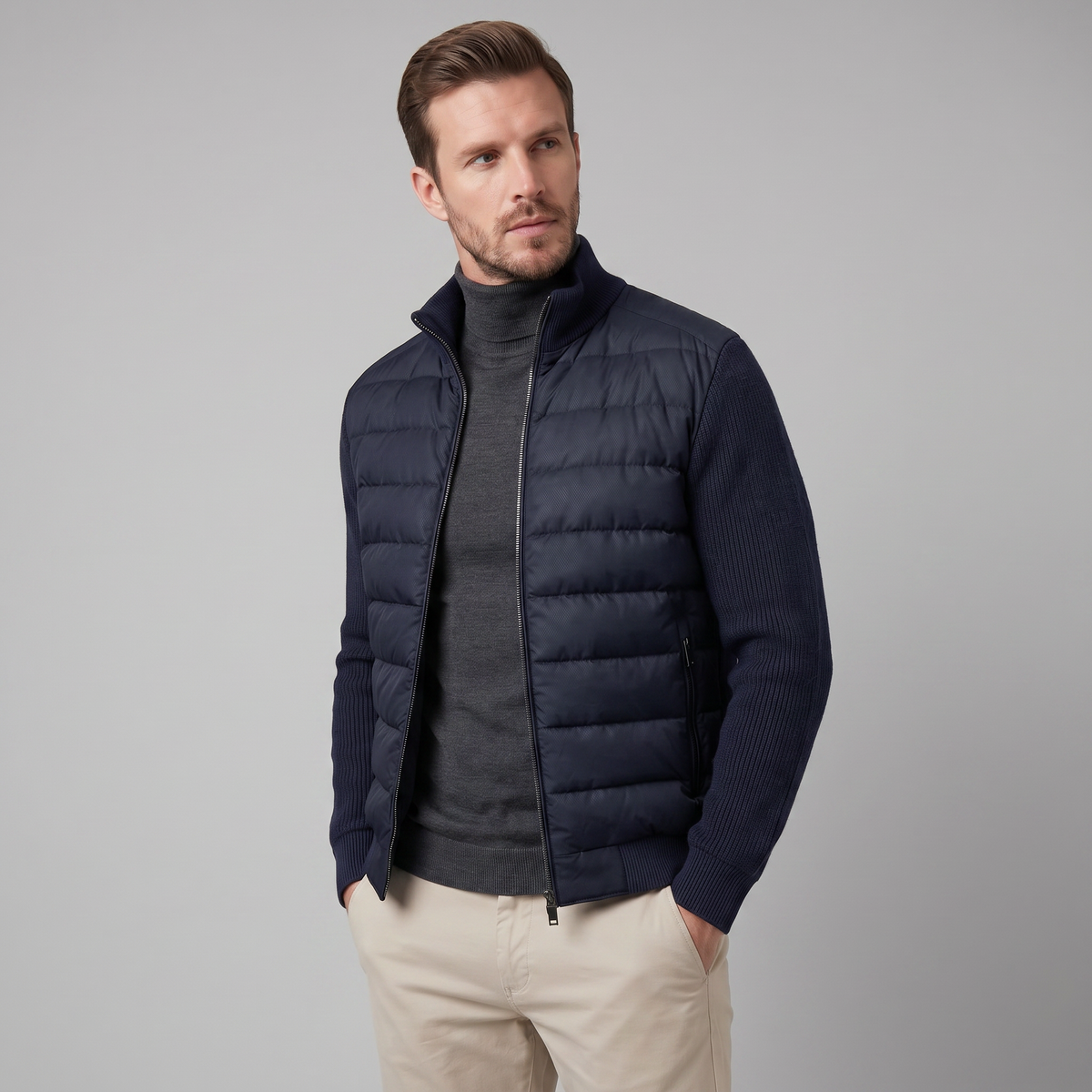 Men's Knit Sleeve Down Jacket